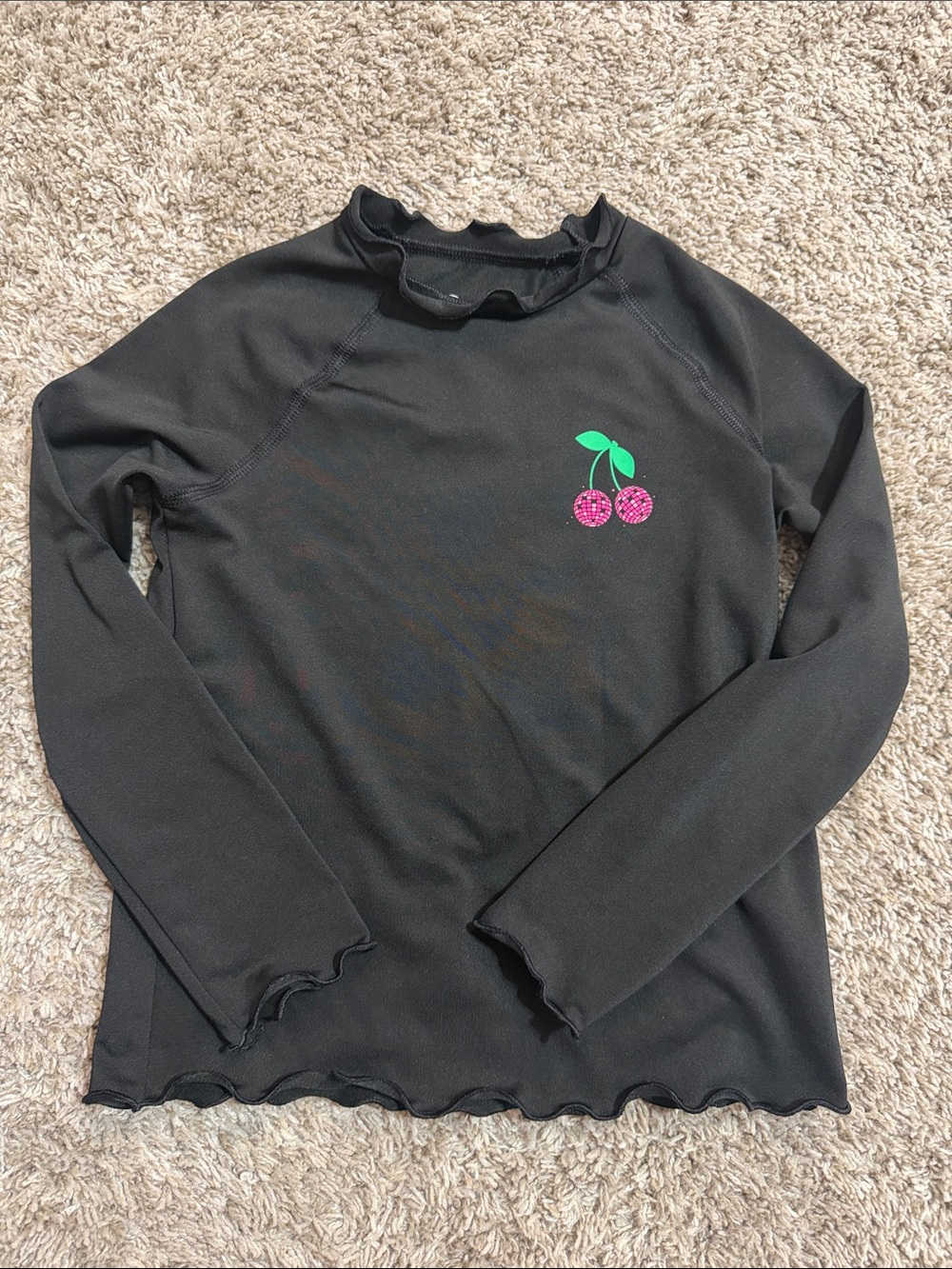 art class Black Long-Sleeve Top with Pink Cherry Graphic size 4/5